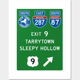 New York Thruway Southbound Exit 9: Tarrytown Sleepy Hollow US 9 Posters and Art